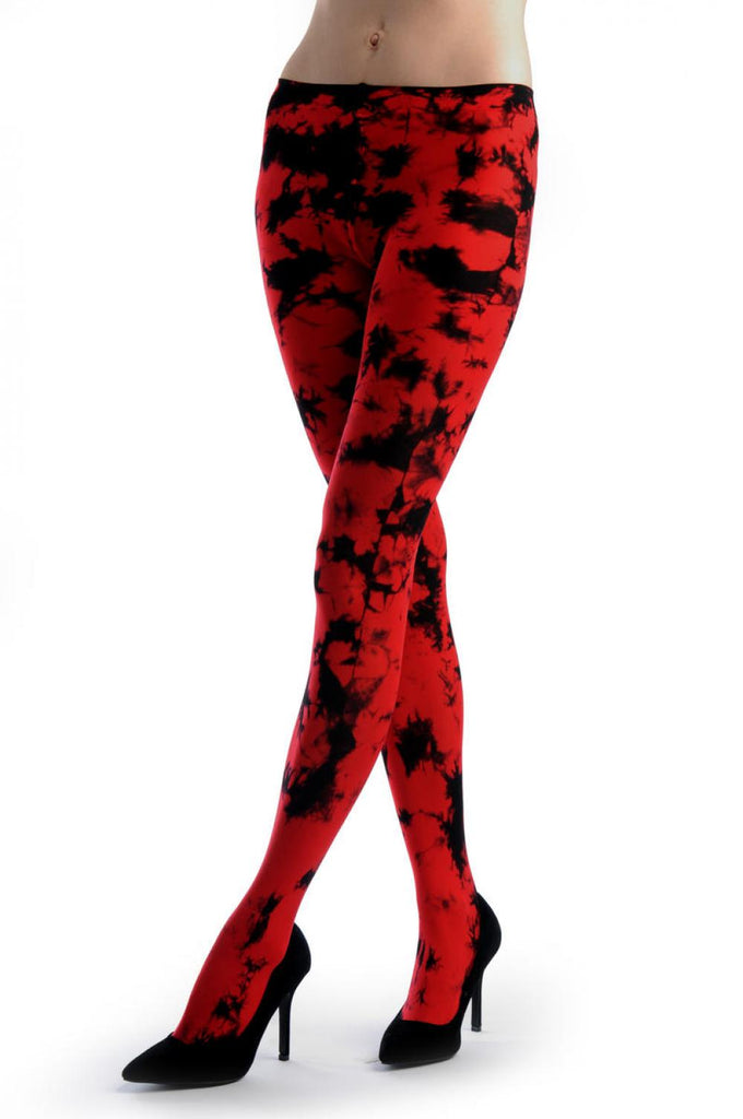 Liss Kiss Deep Red Colour Splash (Tie Dye) - Tights
