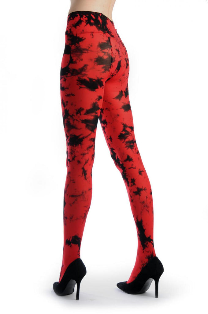 Liss Kiss Deep Red Colour Splash (Tie Dye) - Tights