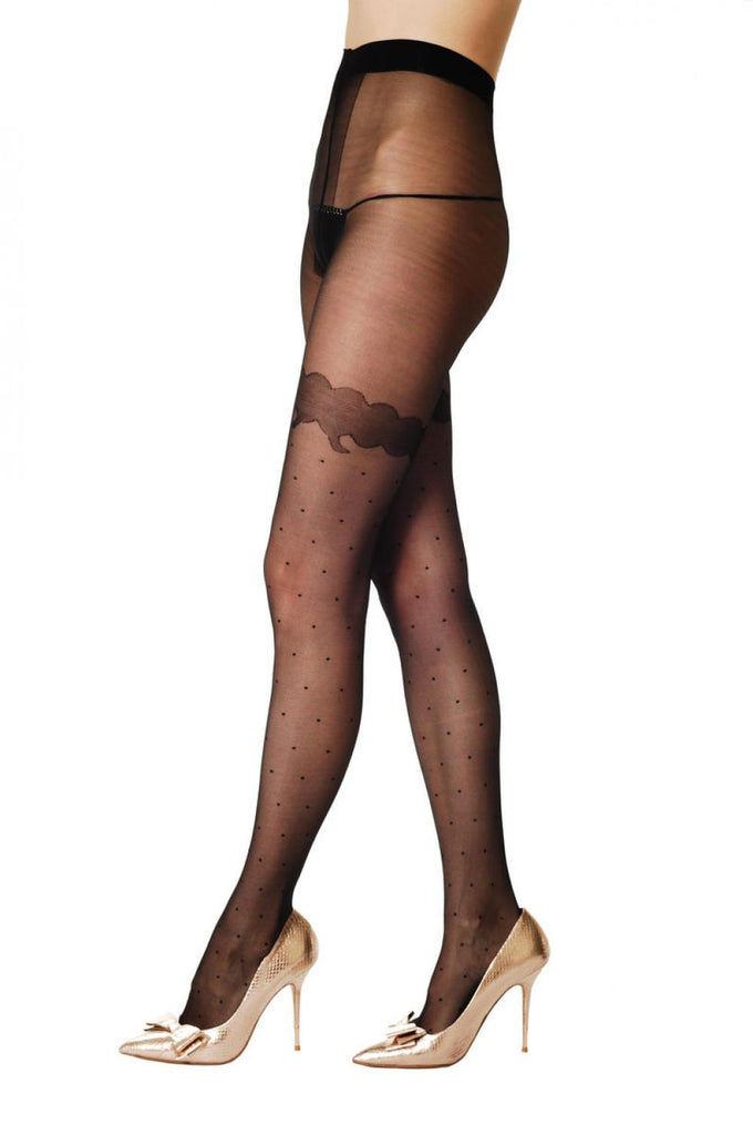 Liss Kiss Dotted With Garter And Bow - Tights