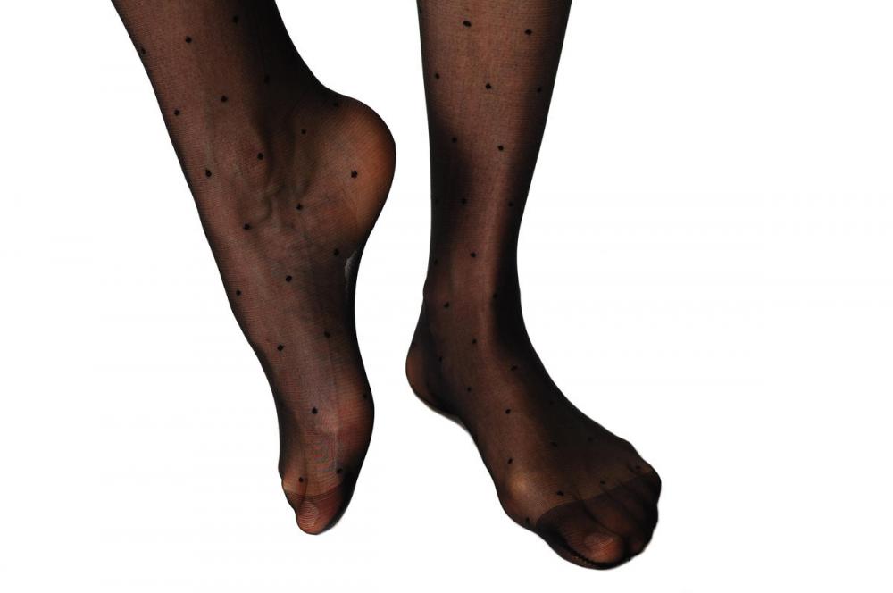 Liss Kiss Dotted With Garter And Bow - Tights