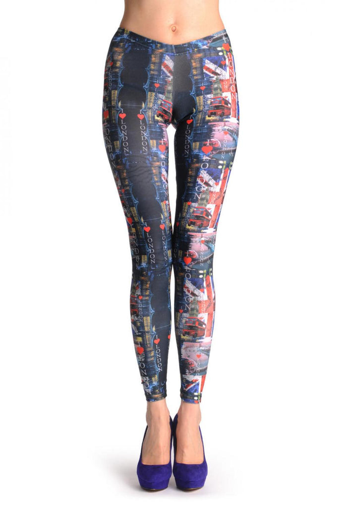 liss kiss English Flag & Red Bus - Leggings