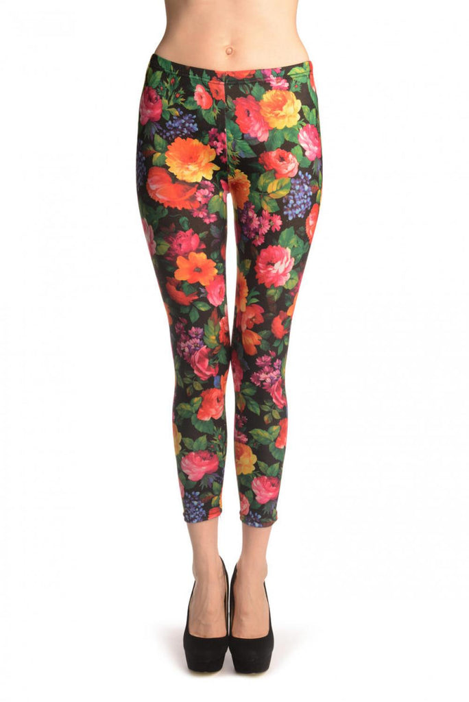 Liss Kiss Flowers On Black - Leggings