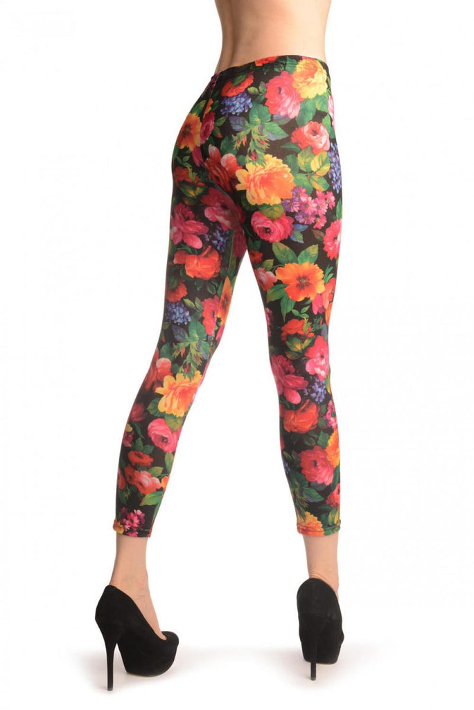 Liss Kiss Flowers On Black - Leggings