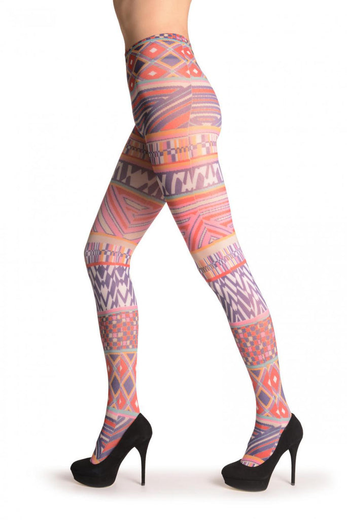 Liss Kiss Geometrical Print Stripes - Tights