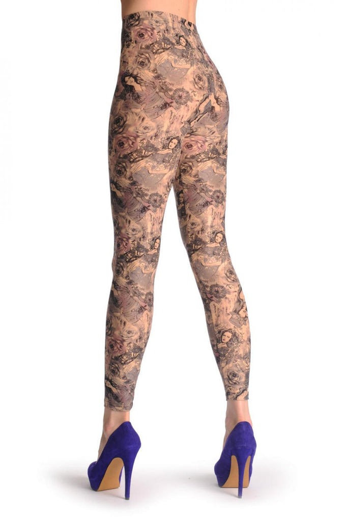 Liss Kiss Girl With Hat & Roses - Leggings