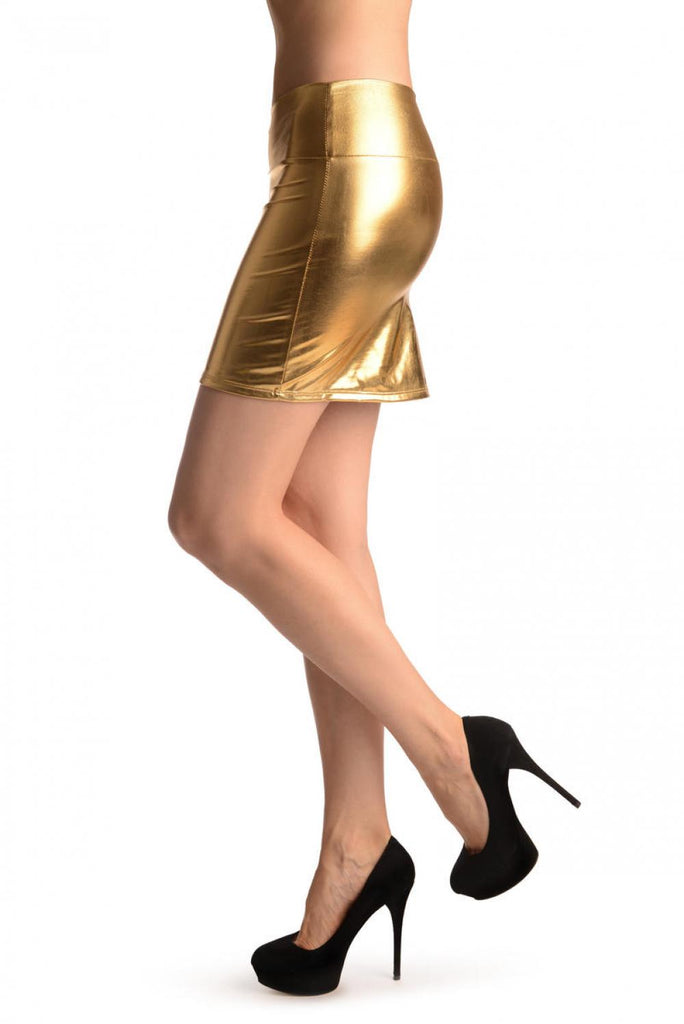 Liss Kiss Gold Faux Leather Sexy Skirt - Skirt
