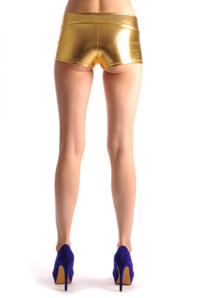 Liss Kiss Gold Faux Leather Shorts - Shorts