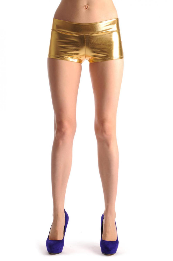 liss kiss Gold Faux Leather Shorts - Shorts
