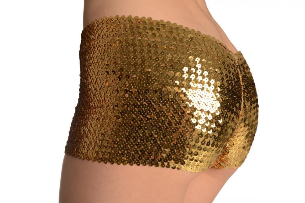 Liss Kiss Gold Sequined Party Shorts - Shorts