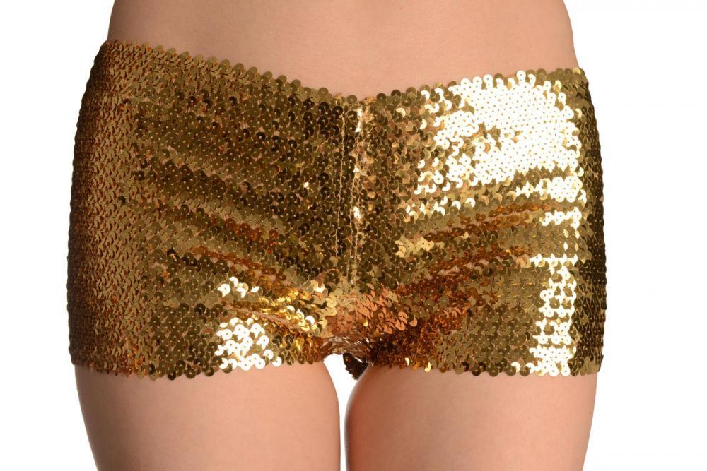 liss kiss Gold Sequined Party Shorts - Shorts