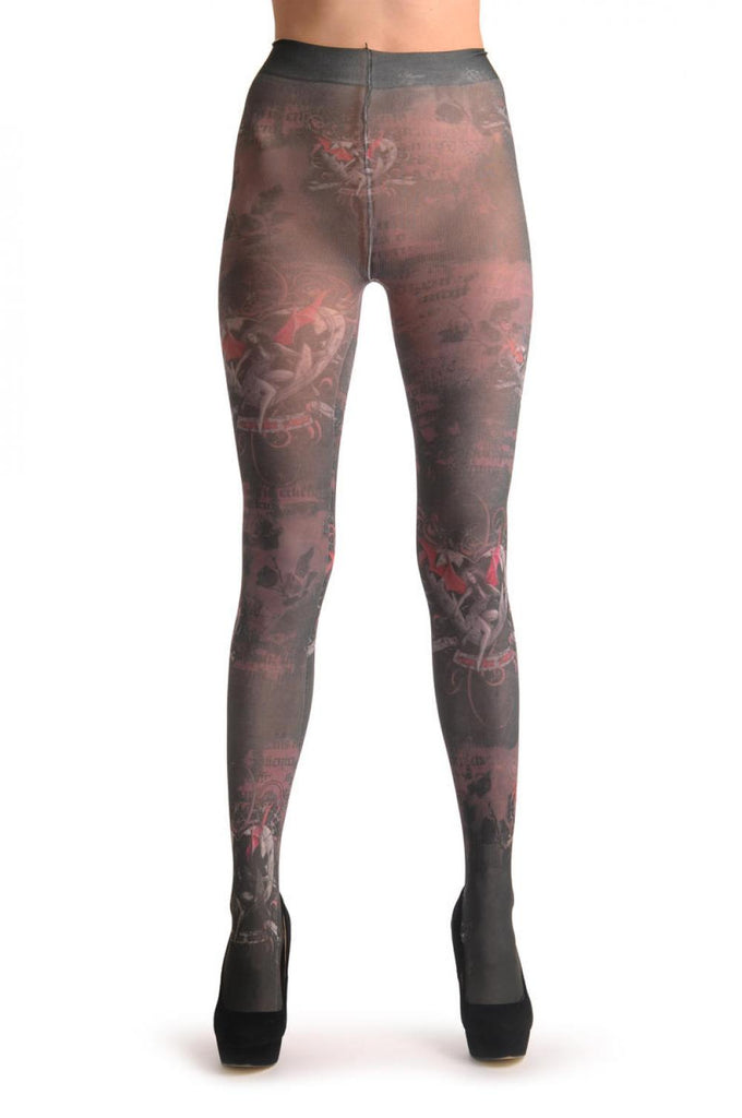 Liss Kiss Gothic Alchemy Amour Girl & Heart - Tights