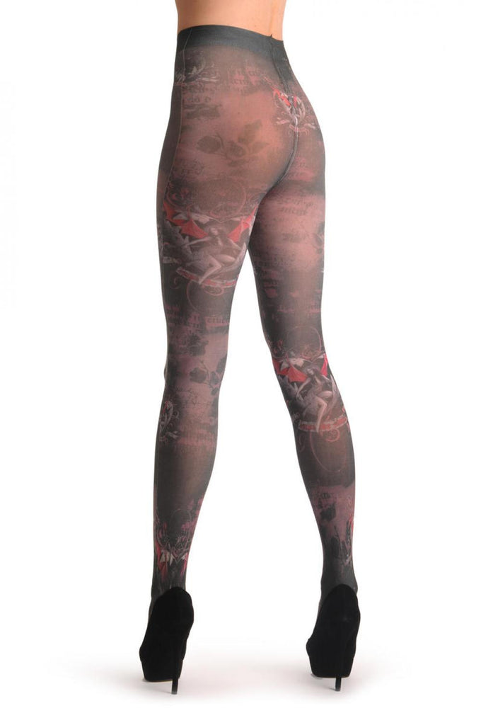 Liss Kiss Gothic Alchemy Amour Girl & Heart - Tights