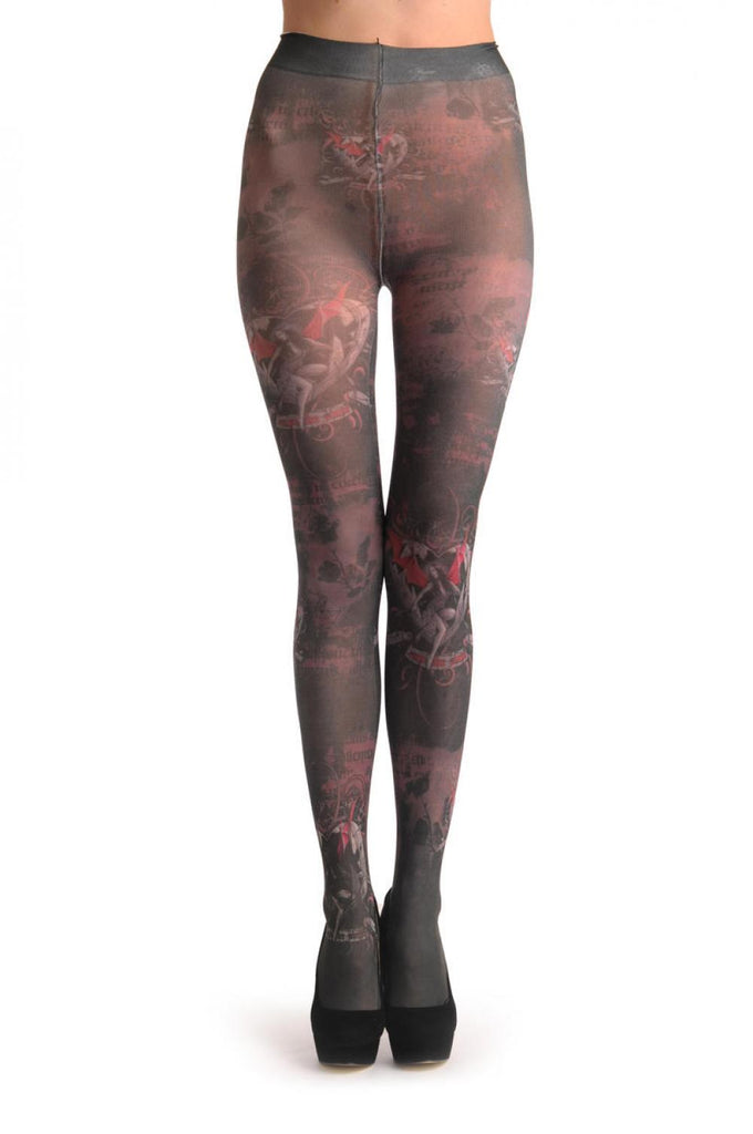 liss kiss Gothic Alchemy Amour Girl & Heart - Tights
