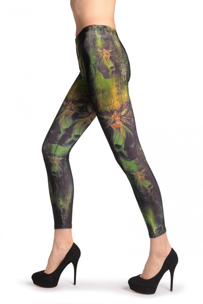 Liss Kiss Gothic Alchemy Fairy & Skull - Leggings
