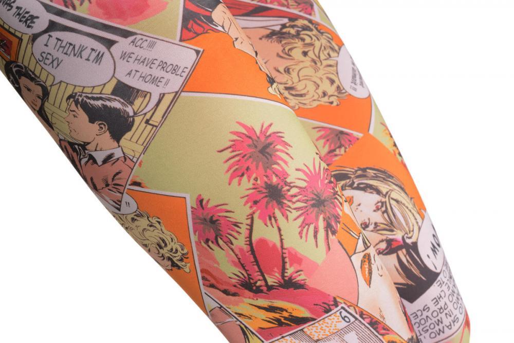 Liss Kiss Green & Orange Comics Episode - Leggings