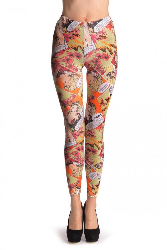 liss kiss Green & Orange Comics Episode - Leggings