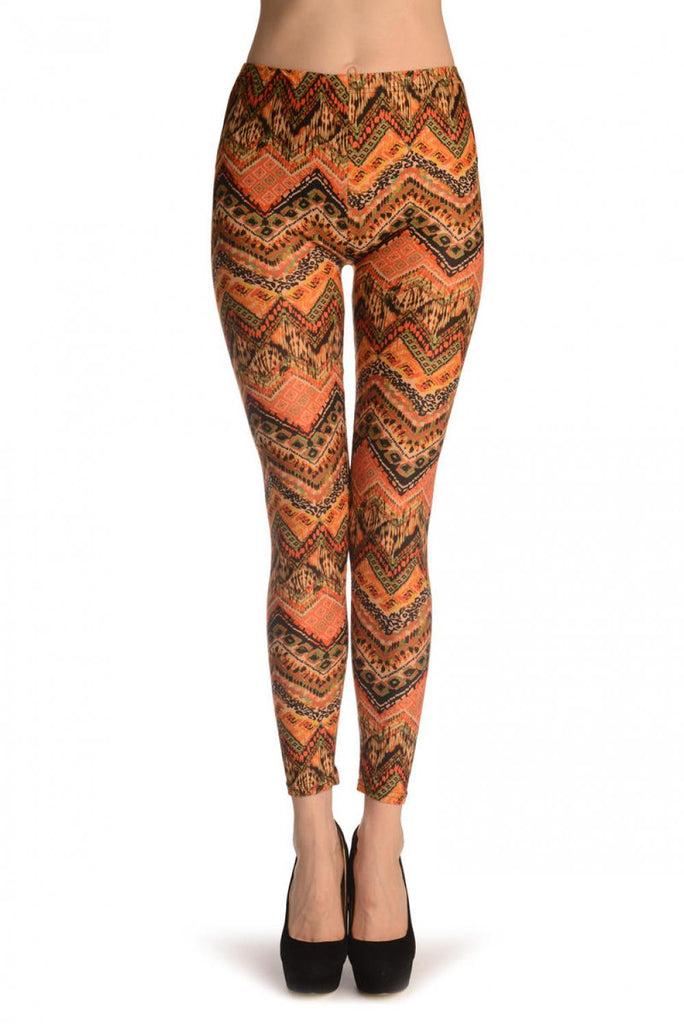 liss kiss Green & Orange Kaleidoscope - Leggings