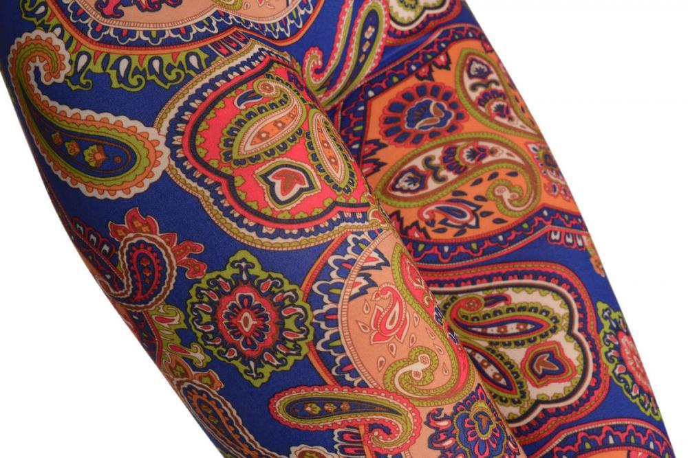 Liss Kiss Green & Orange Peisley On Blue - Leggings