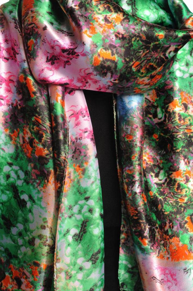 Liss Kiss Green & Pink Lilac Flowers - Scarf