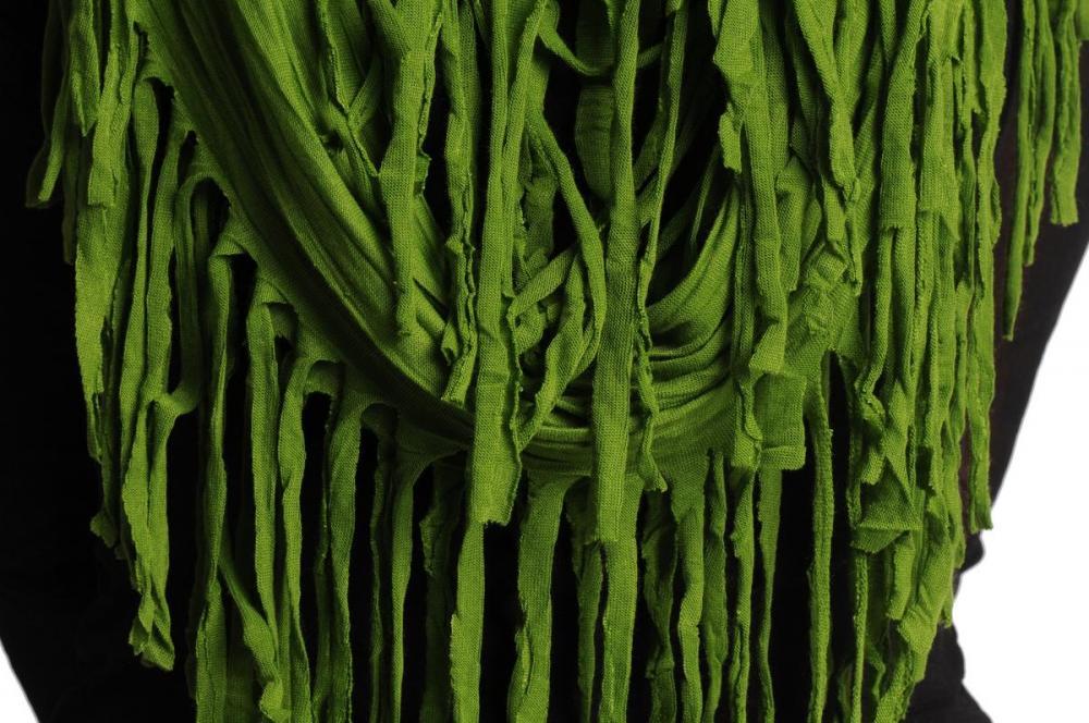 Liss Kiss Green With Tassels Snood Scarf - Snood