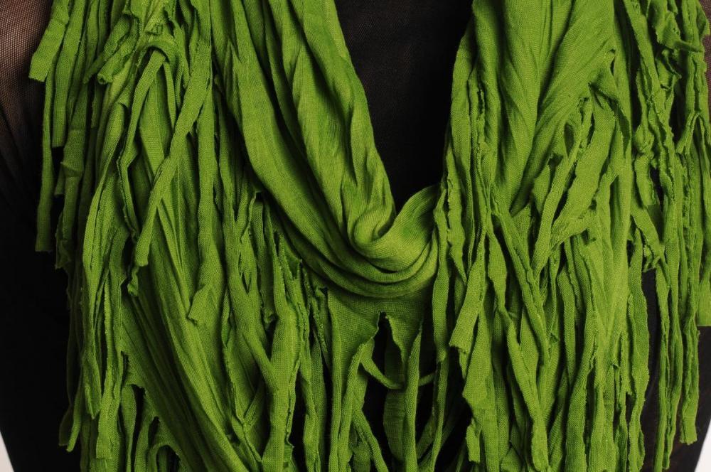 Liss Kiss Green With Tassels Snood Scarf - Snood