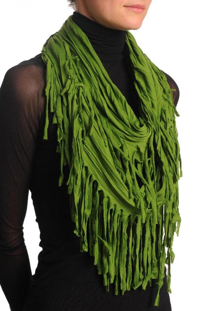 Liss Kiss Green With Tassels Snood Scarf - Snood
