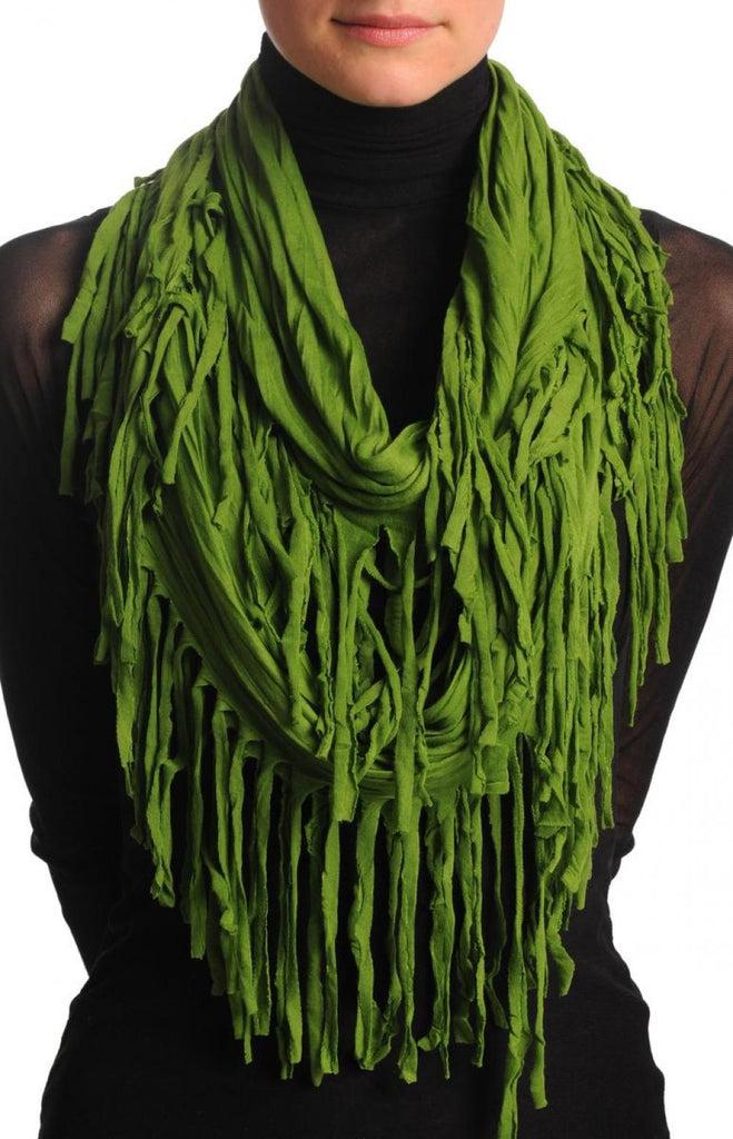 liss kiss Green With Tassels Snood Scarf - Snood