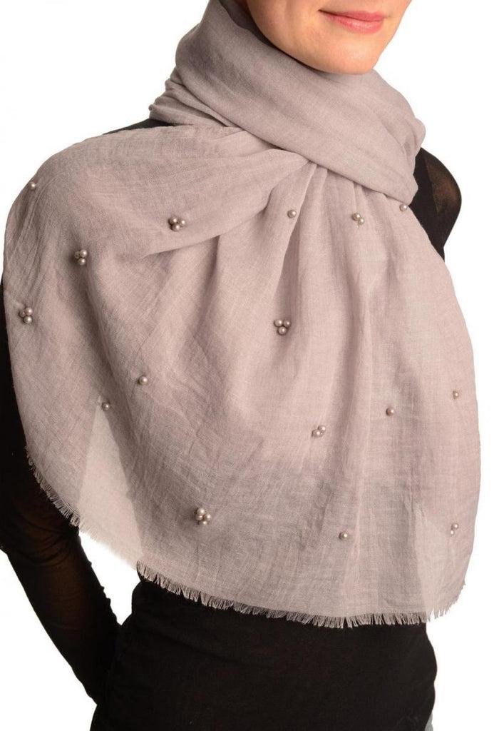 Liss Kiss Grey Beaded Crinkled Scarf - Scarf