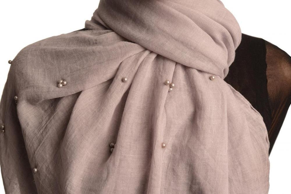 Liss Kiss Grey Beaded Crinkled Scarf - Scarf