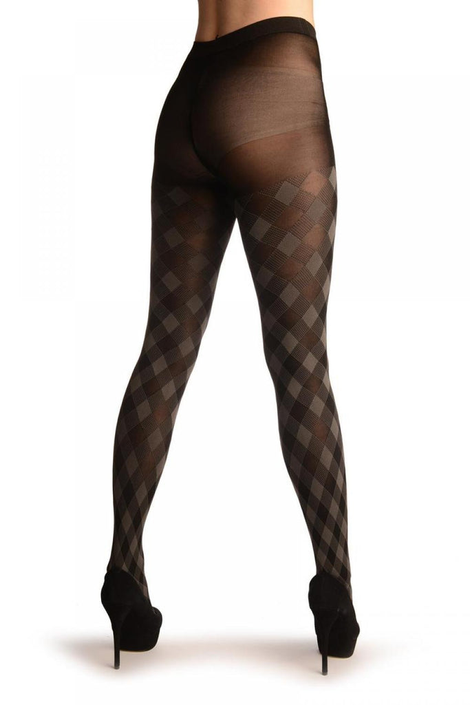 Liss Kiss Grey & Black Woven Gingham - Tights