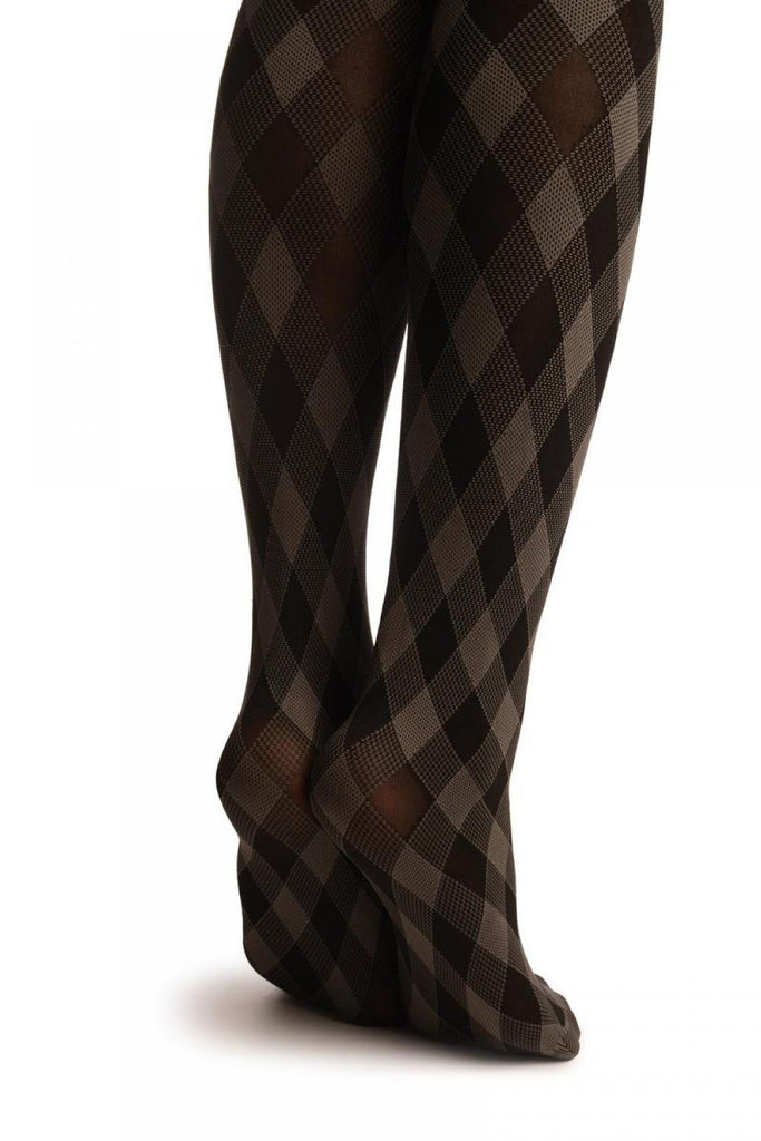 Liss Kiss Grey & Black Woven Gingham - Tights