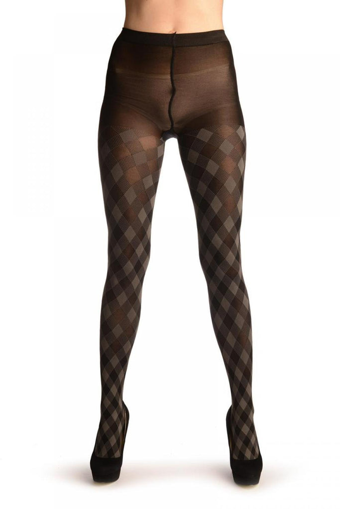 Liss Kiss Grey & Black Woven Gingham - Tights