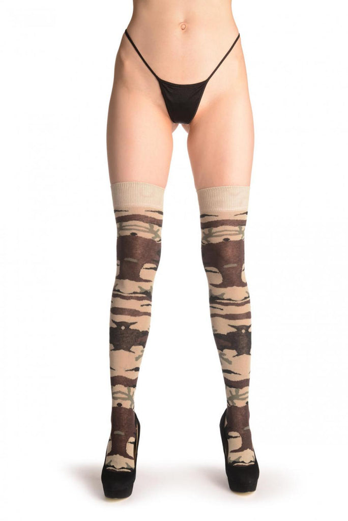 Liss Kiss Grey Camouflage - Over The Knee Socks