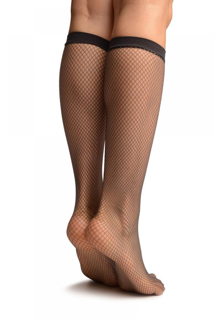 Liss Kiss Grey Fishnet Knee High Socks - Socks