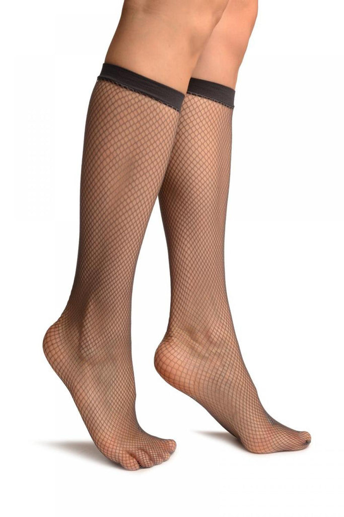 liss kiss Grey Fishnet Knee High Socks - Socks