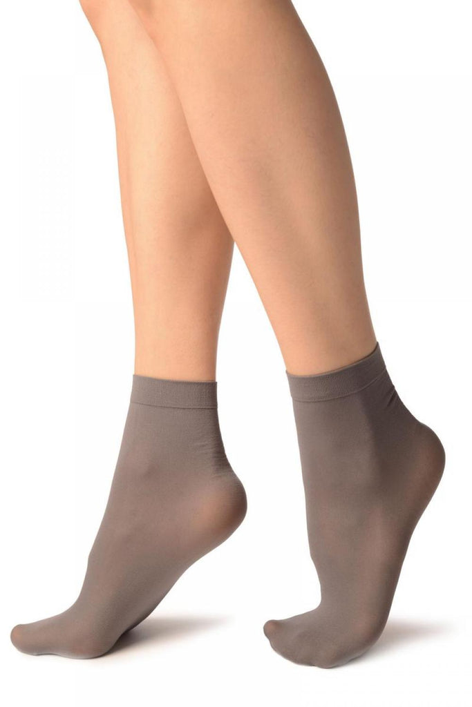 Liss Kiss Grey Plain Ankle High Socks - Socks