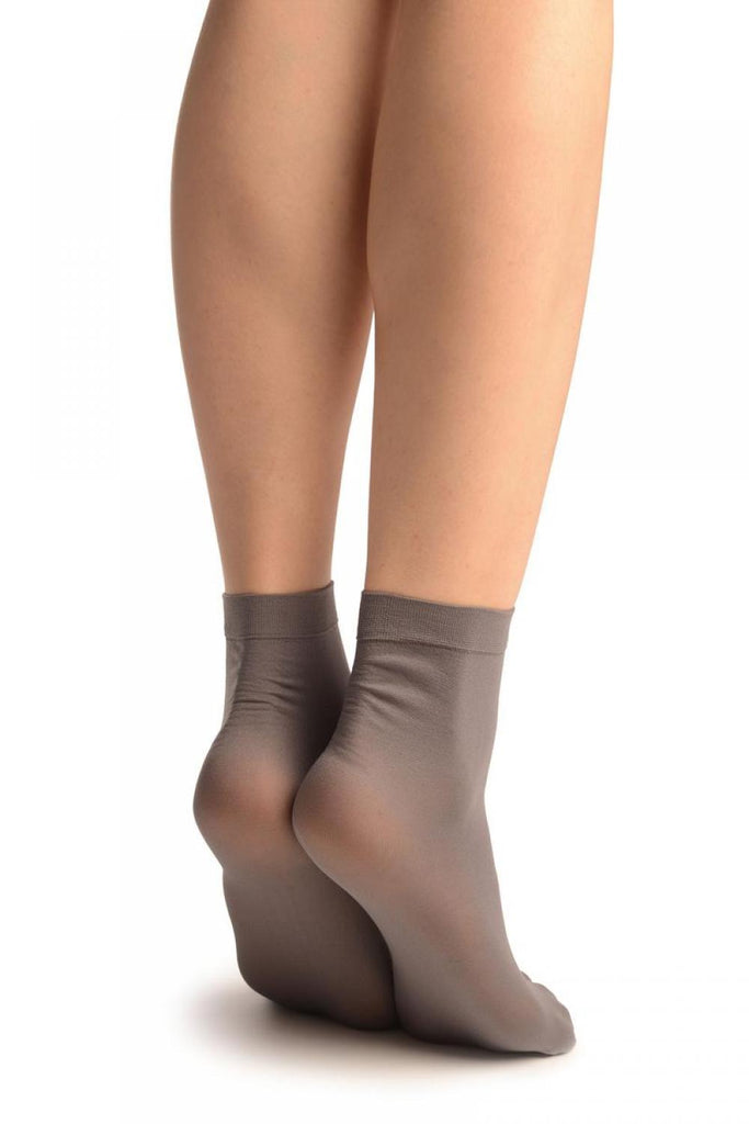 Liss Kiss Grey Plain Ankle High Socks - Socks