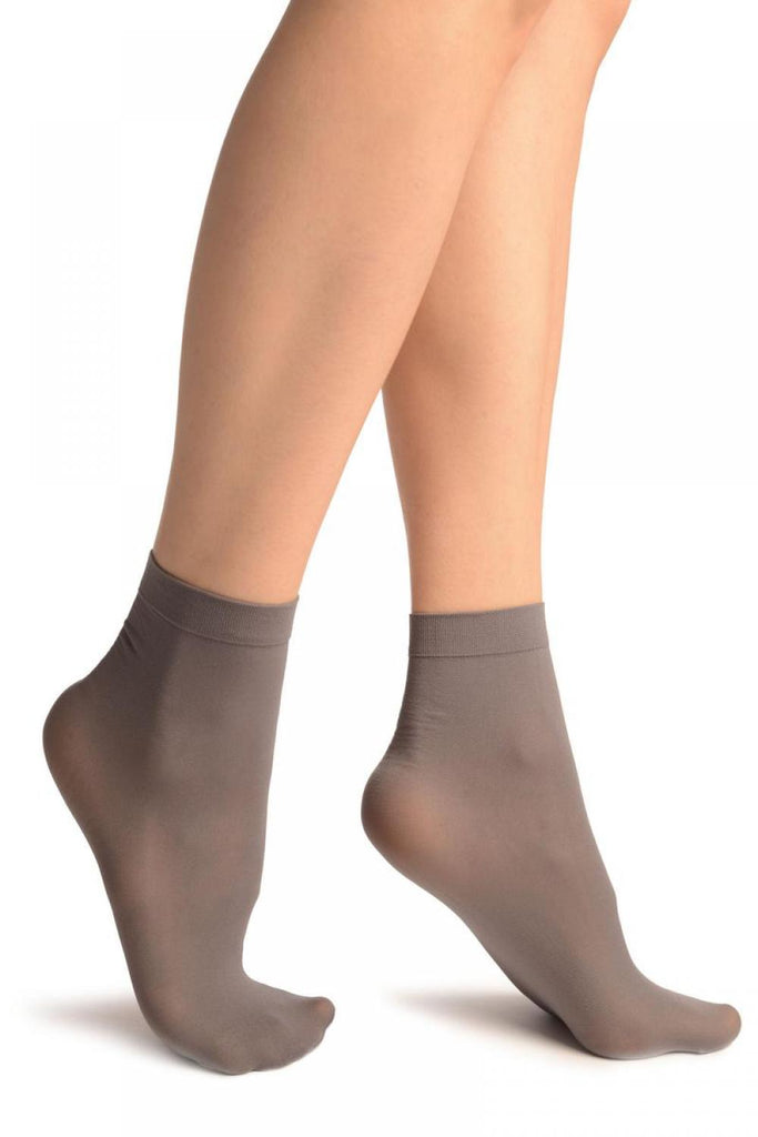 Liss Kiss Grey Plain Ankle High Socks - Socks