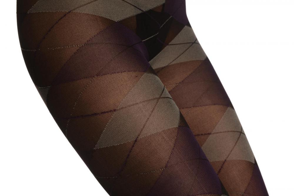 Liss Kiss Grey & Purple Tartan - Tights