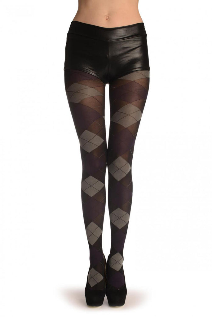 liss kiss Grey & Purple Tartan - Tights