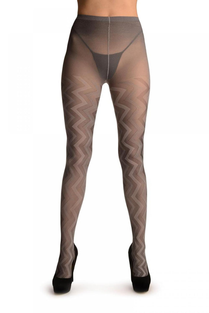 Liss Kiss Grey Shade Woven ZigZag - Tights