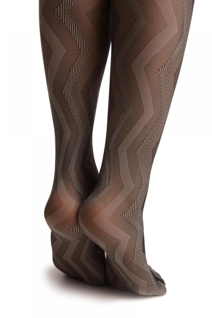 Liss Kiss Grey Shade Woven ZigZag - Tights