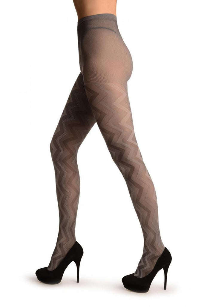 Liss Kiss Grey Shade Woven ZigZag - Tights