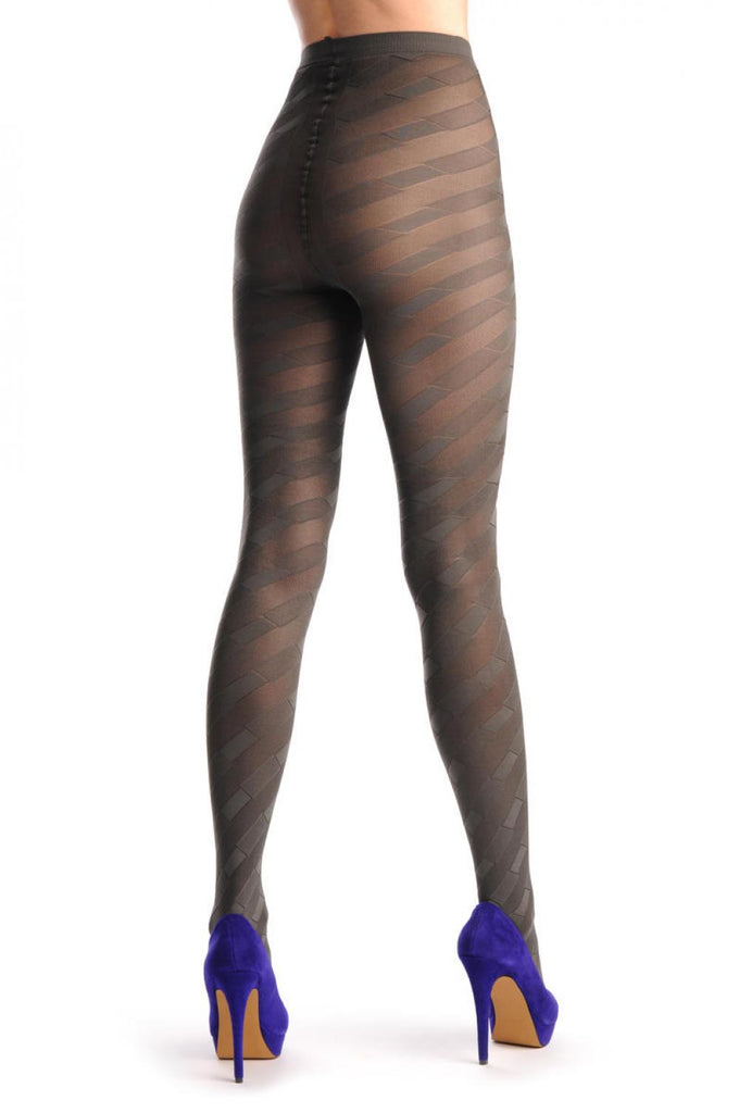 Liss Kiss Grey Stripes With Rectangles - Tights
