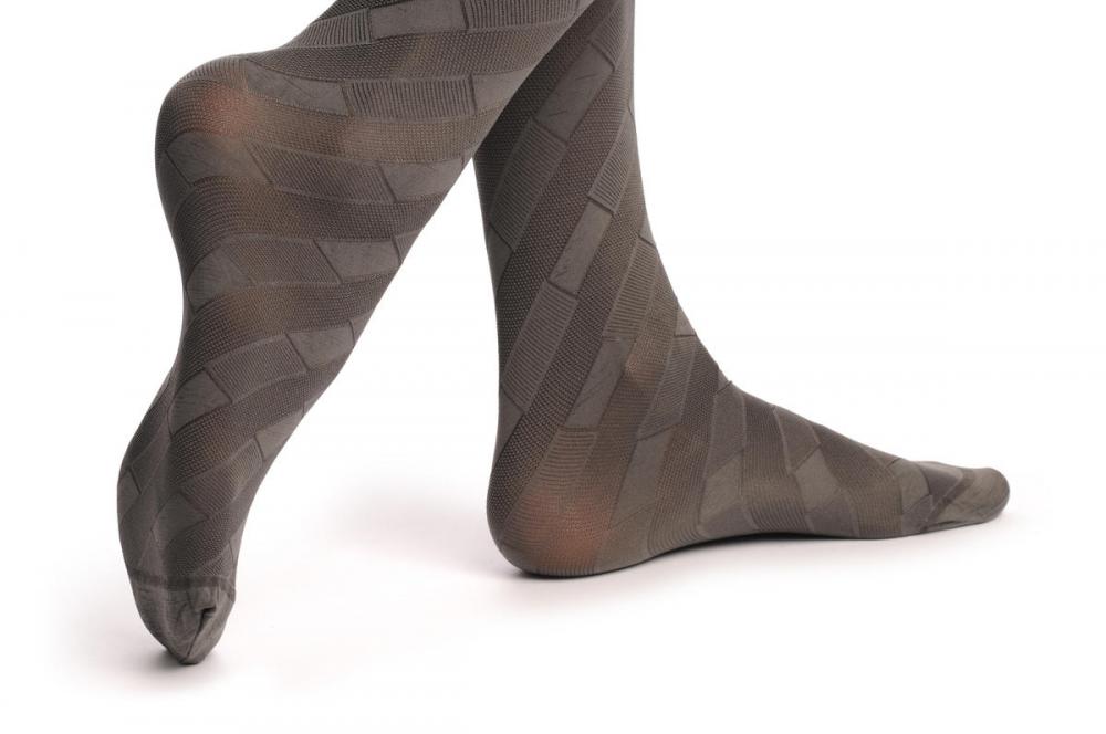 Liss Kiss Grey Stripes With Rectangles - Tights