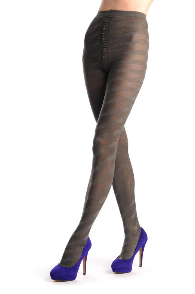 Liss Kiss Grey Stripes With Rectangles - Tights
