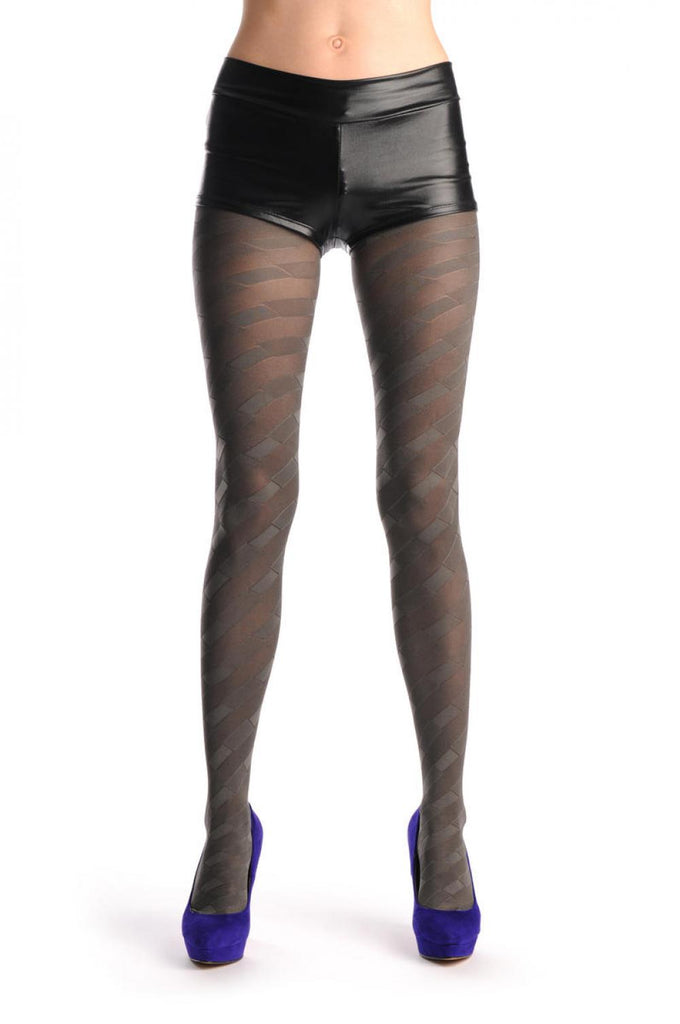 liss kiss Grey Stripes With Rectangles - Tights