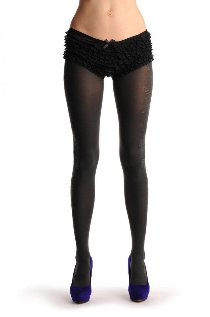Liss Kiss Grey With 3D Roses On The Side - Tights