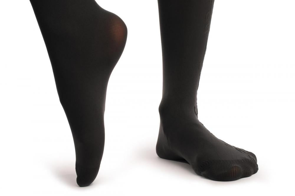 Liss Kiss Grey With 3D Roses On The Side - Tights