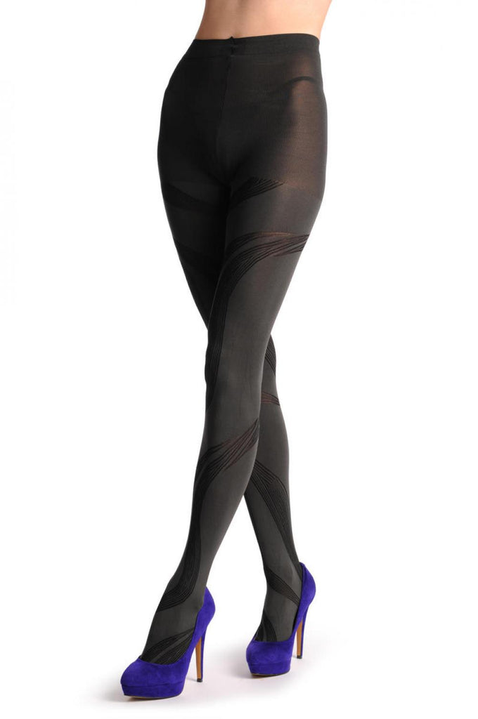 Liss Kiss Grey With Black Long Leafs 60 Den - Tights